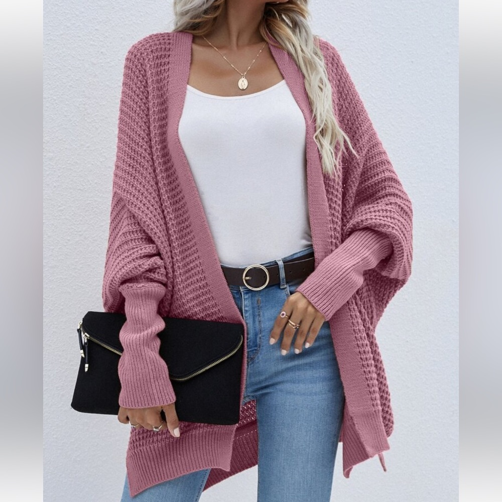 Cozy Batwing Sleeve Open Front Knit Sweater Cardigan - Picture 7 of 13